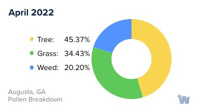Augusta, GA Monthly Pollen Breakdown
