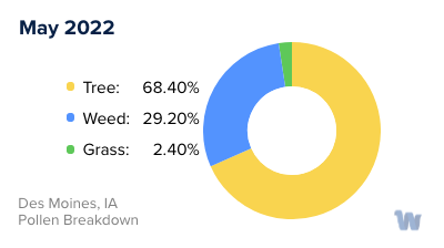 Des Moines, IA Monthly Pollen Breakdown