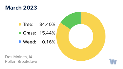 Des Moines, IA Monthly Pollen Breakdown