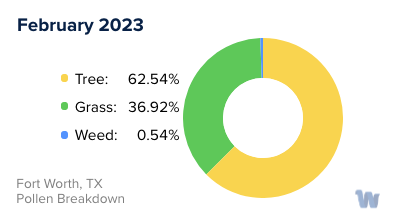 Fort Worth, TX Monthly Pollen Breakdown