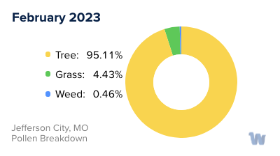 Jefferson City, MO Monthly Pollen Breakdown