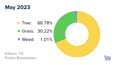 Killeen, TX Monthly Pollen Breakdown