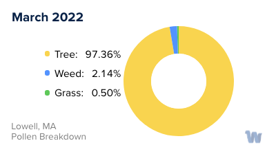Lowell, MA Monthly Pollen Breakdown