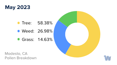 Modesto, CA Monthly Pollen Breakdown