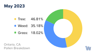 Ontario, CA Monthly Pollen Breakdown