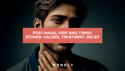 A beautiful, photorealistic, portrait photograph of an average american looking person gently touching their throat with a concerned expression.