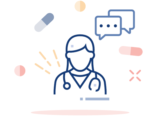 Graphic of doctor with speech bubble